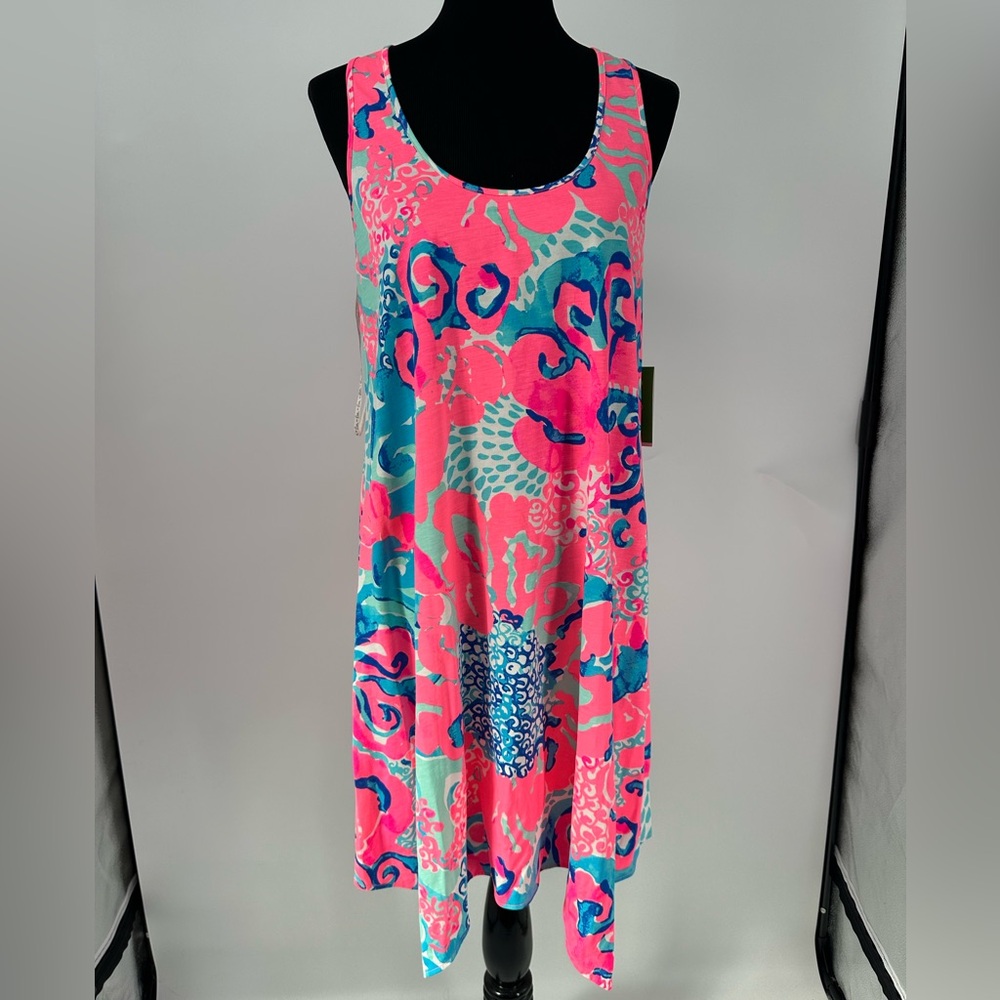Lilly Pulitzer Melle Dress Im So Jelly Coral Reef Pima Cotton Sleeveless Swing